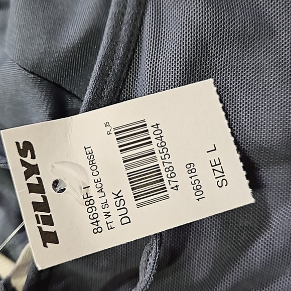 Full Tilt Lace Corset Style Top, Dusk Grey, Large - Picture 11 of 15